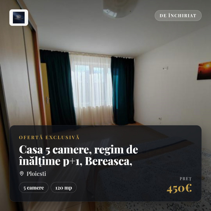 Casa 5 camere, regim de înălțime p+1, Bereasca, Ploiesti 